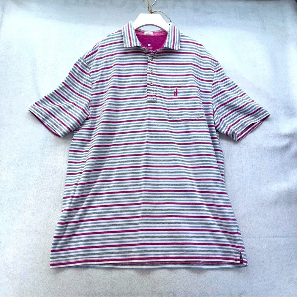 EUC Johnnie-O Hangin’ Out Stretch Cotton Short Sleeve Polo Shirt Striped Large